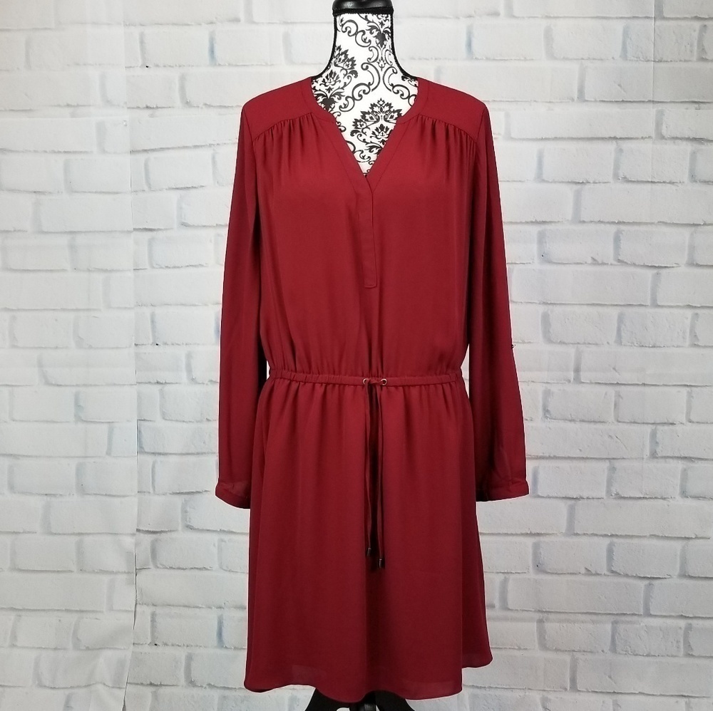 Reitmans sz xl lined tie waist tab sleeve dress